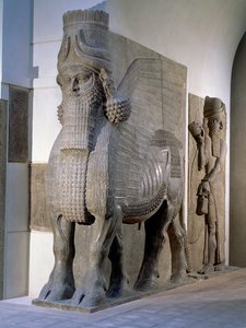 Geflügelter Stier von der Fassade des Palastes von König Sargon II, Khorsabad, Spätassyrische Zeit, ca. 725 v. Chr.
