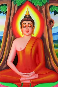 Buddha in Meditationshaltung unter dem Bodhi-Baum, Vientiane, Laos von Unbekannt