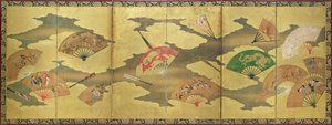 Eine Dekoration aus offenen und geschlossenen Fächern, Momoyama-Periode (1568-1615)