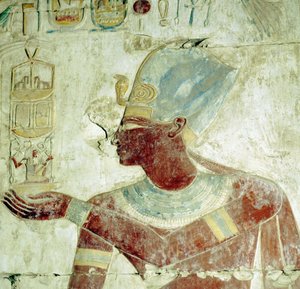 Abydos: Tempel von Ramses II., Der König bei einer Zeremonie. (19. Dynastie) von Leopold Blonder