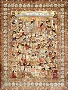 Ein antiker Kirman Masha"ir Teppich, die versammelten Reihen persischer Könige von Gayumars bis zu den Sassaniden darstellend von Unbekannt