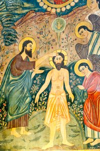 Taufe von Jesus Christus durch Johannes den Täufer im Jordan, Bethlehem Kirche, Isfahan, Iran