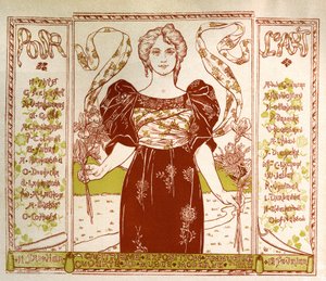 Kunst. Schöne Künste. Für Kunst. Jugendstil-Ausstellung im Musée Moderne, Brüssel. Plakat von Alexandre Hannotiau, Belgien von Unbekannter Künstler