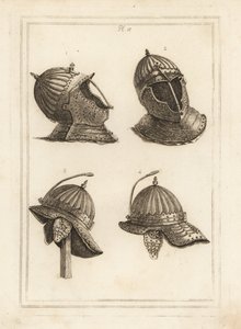 Barhelm und Helm des Herzogs von Monmouth mit einer Federstütze