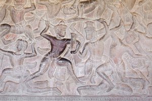 Basreliefs in der östlichen Galerie von Angkor Wat, Kambodscha von Unbekannter Künstler