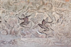 Basreliefs in der östlichen Galerie von Angkor Wat, Kambodscha von Unbekannter Künstler