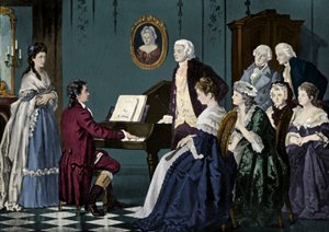 Beethoven spielt bei Wolfgang Amadeus Mozart von Unbekannter Künstler