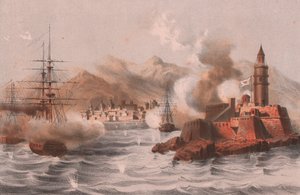 Bombardierung von Palermo, mit Schiffen im Vordergrund, Sizilien von William M. Timlin