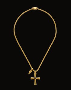 Byzantinisches Gold- und Glaskreuz, ca. 5.-7. Jahrhundert