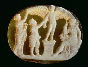 Kamee von Ikarus und Daedalus mit Persephone und Artemis
