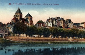 Centre, Loir et Cher (41), Saint Aignan sur Cher: Blick auf die Stadt mit der Kirche und dem Schloss - Postkarte Ende 19.-20. Jahrhundert