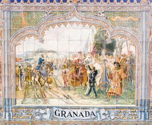 Keramikfliesen auf der Plaza de España, die König Boabdil darstellen (Mosaik) von Unbekannter Künstler