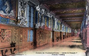 Schloss Fontainebleau: Galerie von Franz I. (1494-1547) - Postkarte Ende 19. Anfang 20. Jahrhundert
