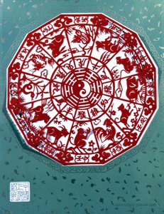 Chinesischer Tierkreis. Papierschnitt