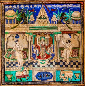 Chittra Shala Hof mit virtuosen feinen Gemälden, Taragarh Fort, Bundi, Rajasthan, Indien von Unbekannter Künstler