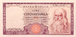 Cinquantamila Lire (s/w Foto) von Unbekannt