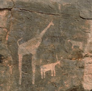 Nahaufnahme prähistorischer Malereien, Tenere-Wüste, Niger von Benjamin Baud