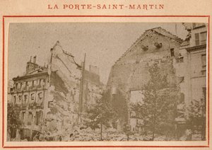 Kommune von Paris (1871): Blick auf das zerstörte Porte Saint Martin in Paris im Mai 1871. Fotografie von Pierre Pepetit. von Unbekannt