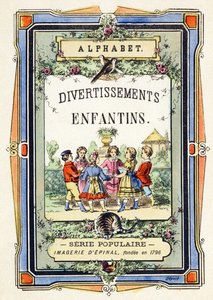 Deckblatt - Kindertanz im Garten - Alphabet - Kinderunterhaltung - Image Epinal, populäre Serie ca. 1890