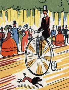 Radfahrer auf einem großen Bi, um 1900-1920