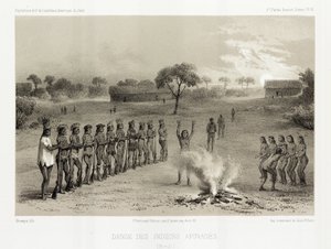 Tanz der Apinage-Indianer, Brasilien, um 1843-1847 von Unbekannt