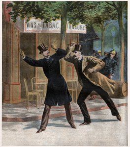 Dreyfus-Affäre. Kampf zwischen Kommandant Eszterhazy und Frau Picquart von Leopold Blonder