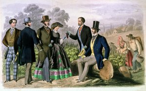 Elegante Gesellschaft bei der Weinlese, ca. 1860-1870 von Unbekannter Künstler
