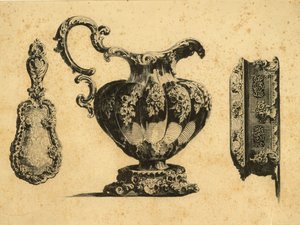 Gravur, die drei Schönheitsaccessoires von Prinz Pavel (Paul) Grigoryevich Demidoff (1738-1821) darstellt