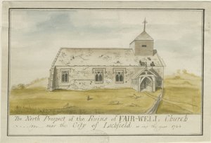 Farewell Kirche: Farbige Tuschzeichnung, 1744 von Unbekannt