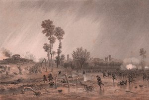 Vierte piemontesische Division von General Cialdini während des Angriffs in der Schlacht von Palestro, Lombardei