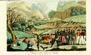 Französische Entdecker zeichnen Einheimische auf der Insel Ombai (Ombay), Indonesien von Unbekannt