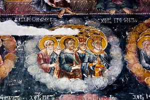 Fresko in der St. Marienkirche, Leusa, Albanien