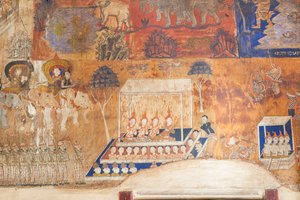 Fresken an den Wänden von Wat Bo mit Szenen aus dem Reamker, Siem Reap, Kambodscha von Unbekannter Künstler