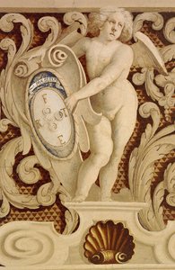 Fresken der Baronialhalle (15. Jahrhundert), (Detail), Della Manta Schloss, Manta (Cuneo), Piemont, Italien von William M. Timlin