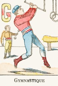 G : Gymnastik - Gravur aus Alphabet der Spiele, um 1890