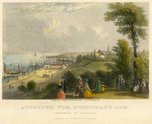 Hamburg, Elbhoehe, Blick vom Stintfang auf die Elbe, altkolorierter Stahlstich von A. H. Payne, Leipzig, veröffentlicht von G. W. Niemeyer, um 1850