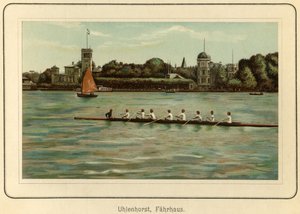 Deutschland, Hamburg, Uhlenhorst Fährhaus nahe dem Alstersee, Illustration aus: „Ansichten-Album Hamburg“ (Ansichten von Hamburg), veröffentlicht von C. Schneider, Berlin NW, ca. 1890 (Lithographie) von Unbekannter Künstler