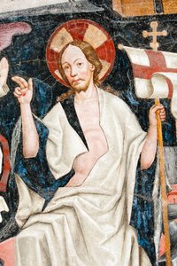 Gotisches Fresko; Auferstehung; 5. Kreuzgang; Kathedrale; Brixen; Südtirol; Italien