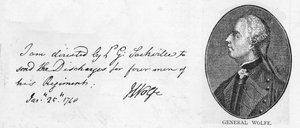 Handschrift und Unterschrift von General Wolfe, 25. Januar