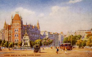 Hornby Road und der Blumenspringbrunnen, Mumbai (Bombay) von Unbekannter Künstler