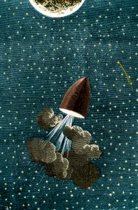Illustration aus Jules Vernes Buch: Reise um den Mond von Unbekannt
