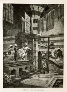 Innenansicht eines orientalischen Bades - Illustration aus dem Atlas von Ägypten