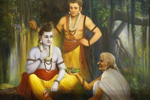 Rama trifft Shabari, die Ramacandra Essen anbietet, Leicester, Vereinigtes Königreich von Unbekannt