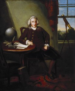 James Ferguson (1710-1776), britischer Astronom und Künstler, in seinem Arbeitszimmer
