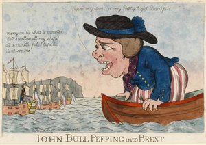 John Bull wirft einen Blick auf Brest (Frankreich)