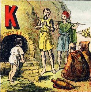 K: Kabylie. Kabylie ist ein Land in Afrika. Es wird von Kabyles bewohnt - Gravur aus Alphabet geographique. Guerin-Muller et Cie, Verleger, Paris