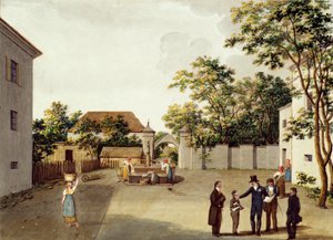 Kaiser Franz I. (II.) von Österreich im Schulhof zu Perchtoldsdorf