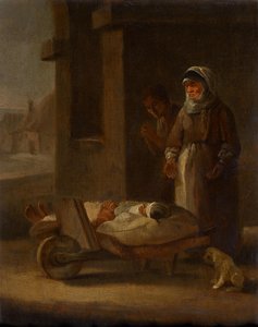 Krankentransport auf Schubkarre