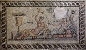 Kratos und Euphrosyne - Mosaik, Akratos und Euphrosyne, Zeugma-Mosaikmuseum, Gaziantep, Südostanatolien, Anatolien, Türkei, Asien