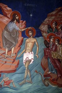 Kykkos-Kloster, Zypern. Jesu Taufe, Fresko, 20150510, Pedoulas, Zypern